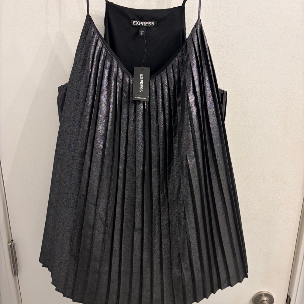 Express Shimmering Black Pleated Camisole